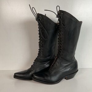 Vintage Dan Post Victorian Style Lace Up Booties 7 M Granny Western